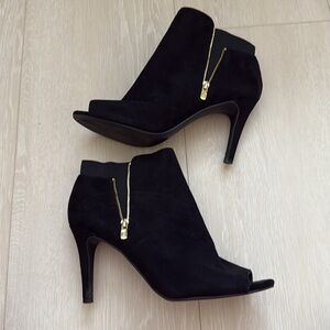 Liz Claiborne Black Peep-Toe Ankle Boots with High Heel